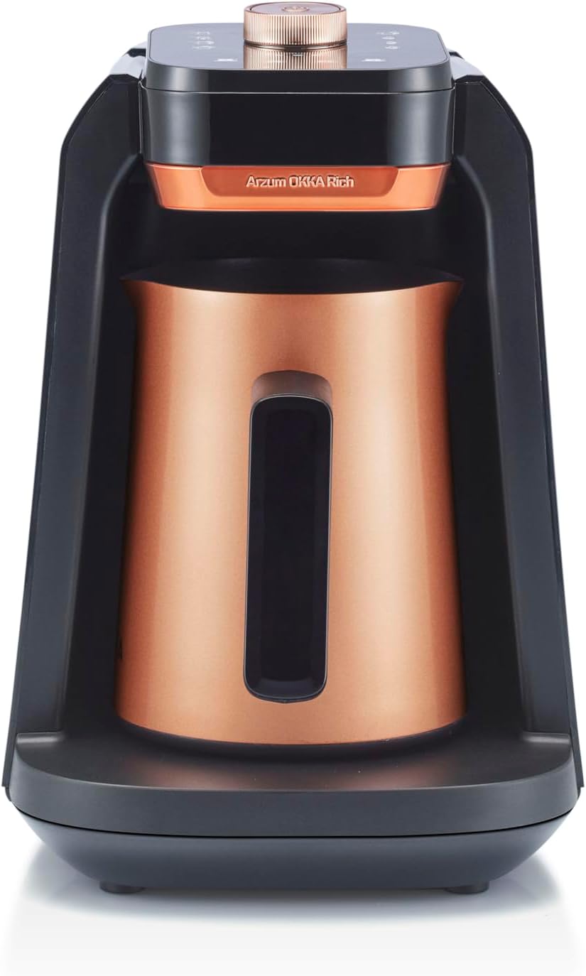 61eJ88dAL._AC_SL1500_.jpg ماكينة تحضير قهوة ريتش برو من ارزوم، (مع خزان مياه)- OK0038-0400 - نحاسي