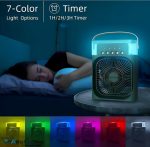 ⁦مروحه تبريد هواء محمولة من سمايلينج شارك، مروحة تبريد صغيرة بـ 5 بخاخات، مروحة مكتب شخصية مع اضاءة LED بـ 7 الوان للمكتب والمنزل والمطبخ وغرفة النوم والسكن والاماكن الخارجية⁩ - الصورة ⁦5⁩