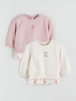 ⁦LC واكيكي سويت شيرت مطبوع برقبة دائرية ضيقة للبنات، عبوة من قطعتين⁩ - الصورة ⁦2⁩