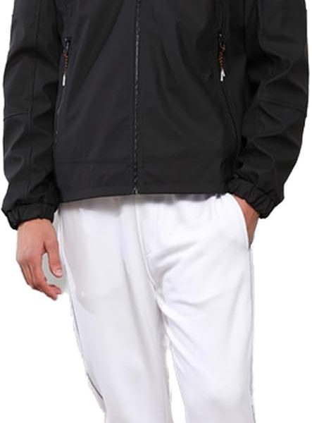 LC واكيكي معطف من الجلد الصناعي بغطاء للرأس وقصة عادية للرجال