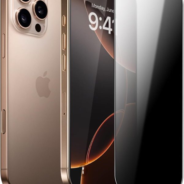 شاشة حماية للخصوصية مضادة للتجسس بإطار أسود لموبايل آبل آيفون (16 برو ماكس)