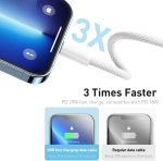 ⁦Heavy Duty【 For Apple MFi Certified 】by LDNIO 30W PD Fast Charging | USB-C to Lightning Cable | 2M Durable Power & Data Cord (480Mbps) for iPhone 14 Pro Max, 13, 12, 11, XR, X, 8Plus 7, iPad - White⁩ - الصورة ⁦5⁩