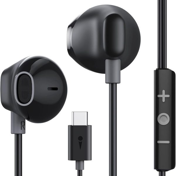 اورايمو سماعة اذن سلكية من هالو ايري مع قابس نوع سي، سماعات اذن ستيريو هاي فاي USB C مع ميكروفون وتحكم في مستوى الصوت، متوافقة مع الهواتف الذكية بمنافذ نوع C (أسود)