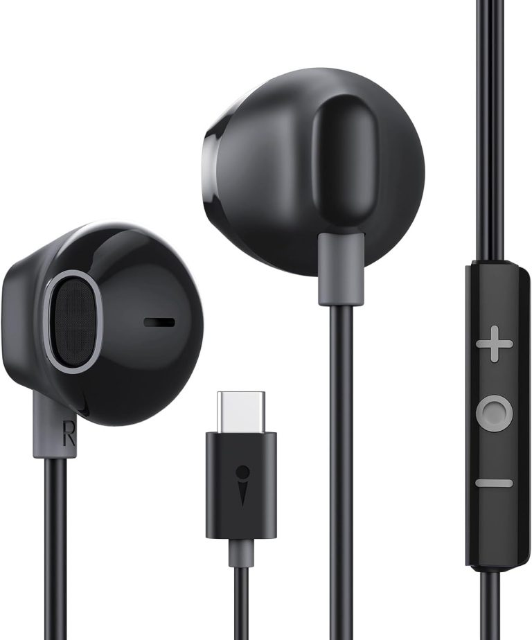 اورايمو سماعة اذن سلكية من هالو ايري مع قابس نوع سي، سماعات اذن ستيريو هاي فاي USB C مع ميكروفون وتحكم في مستوى الصوت، متوافقة مع الهواتف الذكية بمنافذ نوع C (أسود)