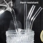 ⁦طقم شفاطات زجاج شفافة من اي سي في في، من 5 قطع - 4 × قطع شفاطة، 1 × فرشاة، صحية وصديقة للبيئة، مناسبة للشرب والعصير لوجبات الإفطار⁩ - الصورة ⁦3⁩