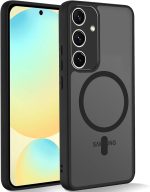 جراب مغناطيسي لموبايل سامسونج جالاكسي A17 من جرابيست، شفاف غير لامع، حماية كاملة للكاميرا، تصميم مضاد للصدمات، متوافق مع الحامل المغناطيسي (اسود، سامسونج جالاكسي A17 4G/ سامسونج جالاكسي A17 شبكة الجيل