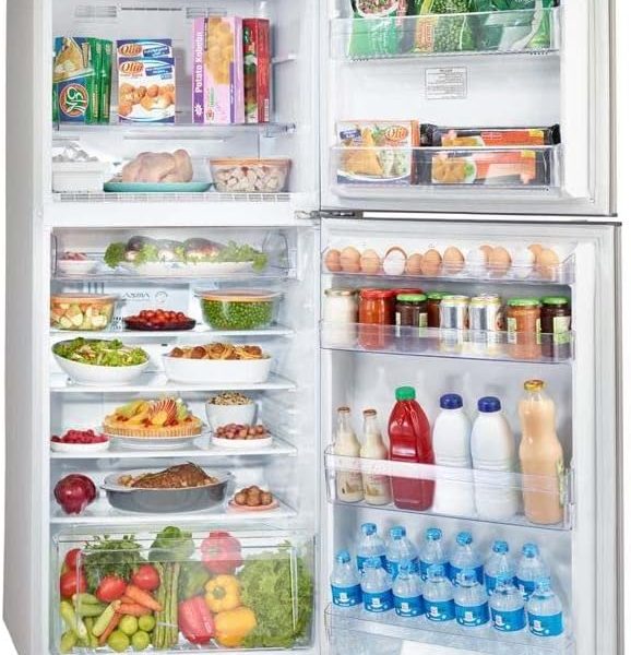 ثلاجة بخاصية اذابة الثلج نو فروست ومقبض دائري من توشيبا، 350 ليتر، طراز GR EF37 J C، ذهبي فاتح , عدد 1