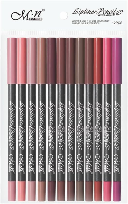 61ktsmGErL._AC_SL1000_.jpg عبوة أقلام تحديد الشفاه الكريمية من ميناو - 12 لون - 12 قطعة