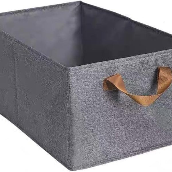 صندوق تخزين الملابس، سلة طبقات قطعة أثرية إيجابية، قماش مقسم، صندوق تخزين بسعة كبيرة قابل للطي - رمادي