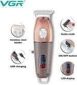 ⁦ماكينة حلاقة شعر ولحية لاسلكية قابلة لإعادة الشحن V-976 من في جي ار 6500 لفة في الدقيقة وتشغيل لمدة 150 دقيقة شاشة عرض رقمية وحلقة تعليق وشفرات فولاذ مقاوم للصدأ وكابل شحن USB و4 أمشاط توجيه (نحاسي)⁩ - الصورة ⁦2⁩