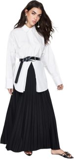 Trendyol Womens Black Pleated Knitted Long Skirt TCTSS24EE00005 Hijab Skirt