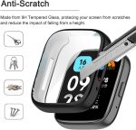 ⁦جراب بتصميم رفيع يوفر حماية كاملة مع شاشة حماية مدمجة من دلع موبايلك، جراب ناعم ومقاوم للصدمات من بولي يوريثين مقاوم للحرارة، متوافق مع ساعة شاومي ريدمي ووتش 3 لايت/ريدمي ووتش 3 اكتيف، أسود⁩ - الصورة ⁦3⁩