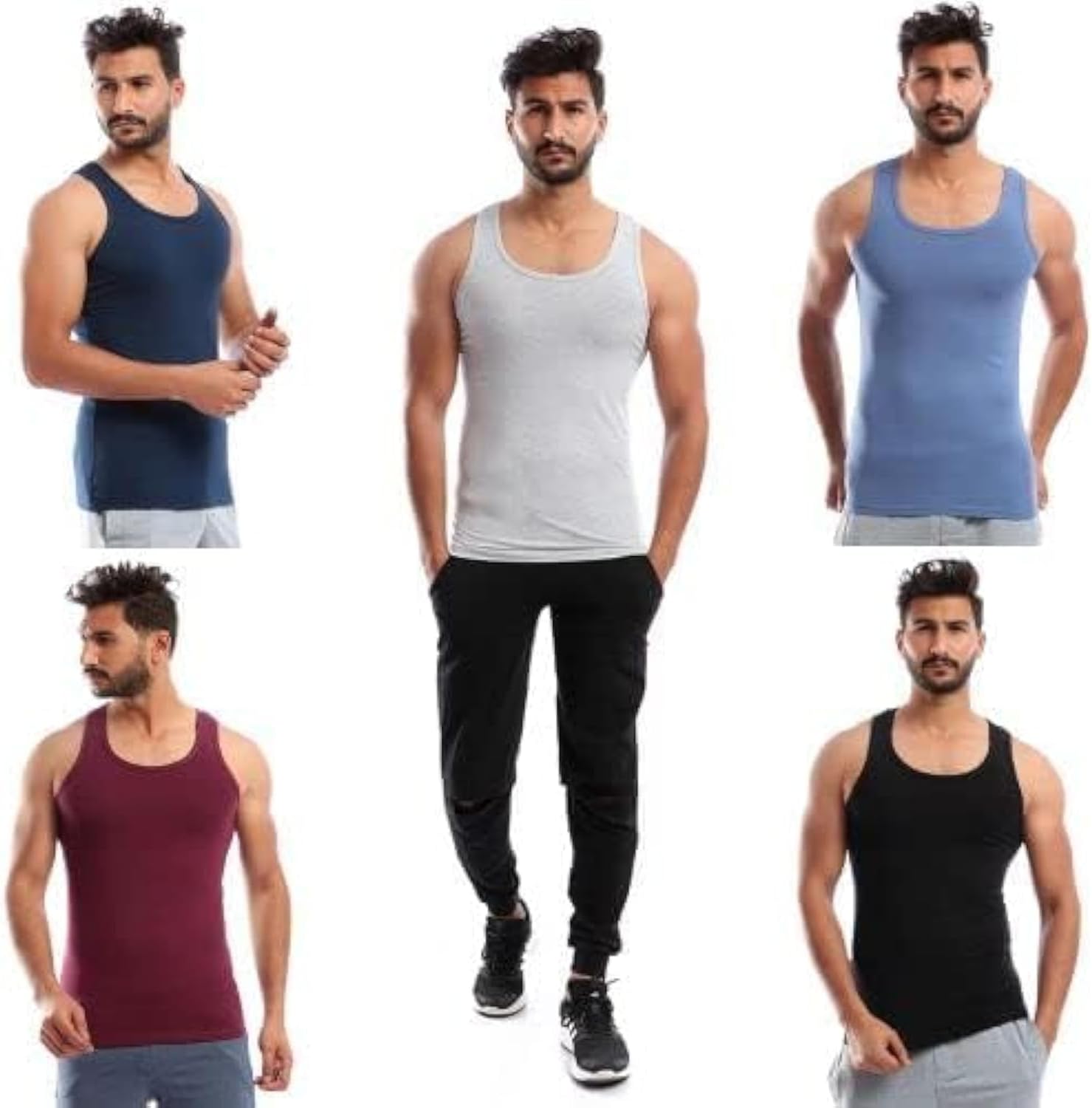 61rFOXkZauL._AC_SL1500_.jpg فانلات قطن داخلية قابلة للتمدد للرجال، من 5 قطع