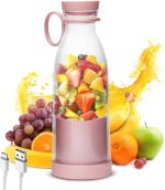خلاط شخصي صغير محمول بسعة ‎420 مل‎ وقدرة ‎40 وات‎، مناسب لتحضير العصائر والمشروبات أثناء التنقل أو ممارسة الرياضة أو الرحلات (لون وردي)