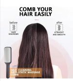 ⁦فرشاة فك تشابك الشعر ذاتية التنظيف للنساء والرجال، فرشاة شعر عضوية بدون سحب، فرشاة احترافية لفك تشابك الشعر المبلل والجاف (أرجواني أو رمادي)⁩ - الصورة ⁦5⁩