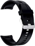 سوار ساعة ذكية سريع الفك مصنوع من الجلد أو البولي يوريثين المقاوم للحرارة 22 ملم بديل للساعة الذكية قابل للتعديل للرجال والنساء من مايكرو وير (22 ملم، سيليكون أسود)