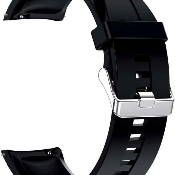 سوار ساعة ذكية سريع الفك مصنوع من الجلد أو البولي يوريثين المقاوم للحرارة 22 ملم بديل للساعة الذكية قابل للتعديل للرجال والنساء من مايكرو وير (22 ملم، سيليكون أسود)