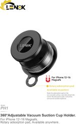 لينوك حامل موبايل مغناطيسي قابل للتعديل بزاوية 360 درجة مع كوب شفط قابل للتعديل بدون استخدام اليدين للسيارة وصالة الالعاب الرياضية والمرآة وسطح أملس، متوافق مع ايفون واندرويد وجميع الهواتف الذكية.