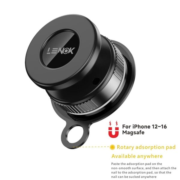 لينوك حامل موبايل مغناطيسي قابل للتعديل بزاوية 360 درجة مع كوب شفط قابل للتعديل بدون استخدام اليدين للسيارة وصالة الالعاب الرياضية والمرآة وسطح أملس، متوافق مع ايفون واندرويد وجميع الهواتف الذكية.