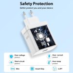 ⁦شاحن بتقنية الشحن السريع 80 واط مع كابل USB نوع سي بطول 1 متر لموبايل أوبو فايند X5 X3 / 2 نيو رينو 12 11 F 10 برو، شحن لموبايلات ون بلس 12R نورد 2T CE 4 3 لايت - أبيض⁩ - الصورة ⁦5⁩