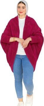 ميزا كاردجان نسائي شتوي، متعدد الألوان، خامة ناعمة مبطنة، تصميم واسع بجيوب جانبية، مناسب للخروج والمنزل - بونشو فرو