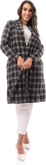 ⁦معطف صوف مريح منقوش حريمي من اندورا، موديل 36W24W30304⁩ - الصورة ⁦5⁩