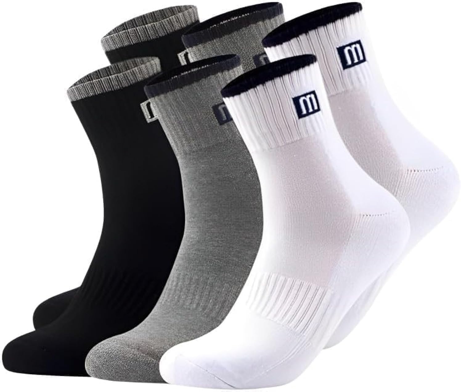 61xehy2YmL._AC_SL1500_.jpg مجموعة من 6 شرابات كاجوال للرجال بتصميم بتصميم حرف L عصري ، 6 ازواج ، مقاس (42-46)، متعدد الألوان، قطن