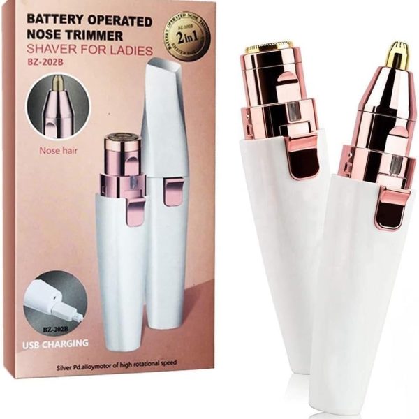 ماكينة تقليم الحواجب وإزالة شعر الوجه - جهاز حلاقة 2 في 1 للنساء، بتصميم أحمر شفاه لتناسب الوجه والجسم، مؤشر طاقة، جهاز محمول وسريع الاستخدام لجميع المناسبات، طراز HX-202