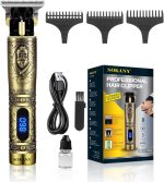 ماكينة حلاقة الشعر الاحترافية من سوكاني شفرات الستيل الكربوني تشغيل سلكي/لاسلكي تشذيب دقيقة تصميم نمط كلاسيكي SK-LF-9925 ذهبي