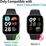 ⁦جراب بتصميم رفيع يوفر حماية كاملة مع شاشة حماية مدمجة من دلع موبايلك، جراب ناعم ومقاوم للصدمات من بولي يوريثين مقاوم للحرارة، متوافق مع ساعة شاومي ريدمي ووتش 3 لايت/ريدمي ووتش 3 اكتيف، أسود⁩ - الصورة ⁦7⁩