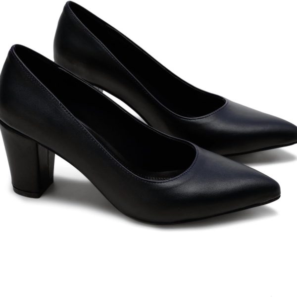 Women`s Leather Block Heeled Pump