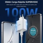 ⁦شاحن USB وكابل USB C بقدرة 100 وات من سوبرفوك لموبايل اوبو رينو 10 برو 10 برو + 5G، كابل محول شحن سريع 8 امبير من النوع C بطول 1 م لموبايل اوبو فايند X6 برو X7 الترا ريلمي 11 برو + ريلمي GT6 GT نيو 6⁩ - الصورة ⁦2⁩