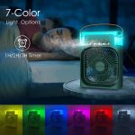 ⁦One94Store Portable Air Conditioner Fan, 500 ml Water Tank USB Personal Cooler, Mini Humidifier Fan with 7 Colors LED Light, 3 Timer, 3 Wind Speeds, 3 Spray Modes for Office, Home (Green Pack of 1)⁩ - الصورة ⁦4⁩