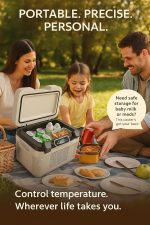 ⁦ثلاجة سيارة صغيرة محمولة سعة 14 لتر مع شاشة LCD بمحرك عديم المسفرات، ثلاجة محمولة للسفر والمكتب وزجاجات طعام الاطفال 12 فولت/24 فولت تيار مستمر و220 فولت تيار متردد هادئة للتخييم والشاحنات والسيارات⁩ - الصورة ⁦4⁩