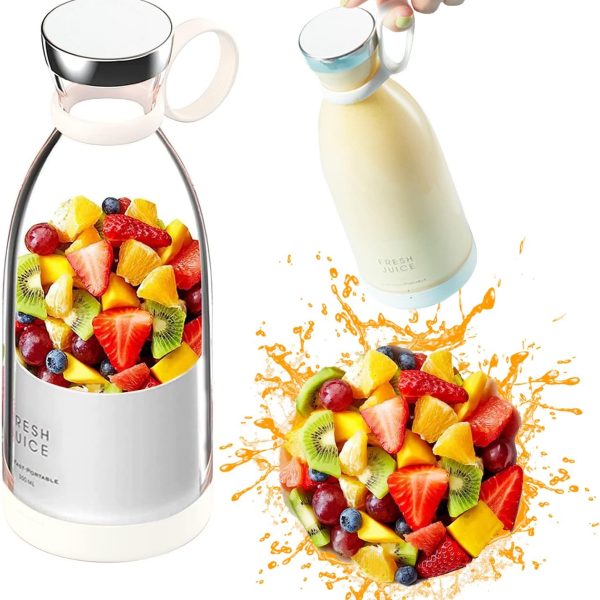 ROCAT Portable Mini Fast Blender, 350ml Fruit Mixer, Kitchen Juicer Cup, Mini Blender, Handheld Travel Blender, with USB Rechargeable, for Shakes, Smoothies, Juice (White)