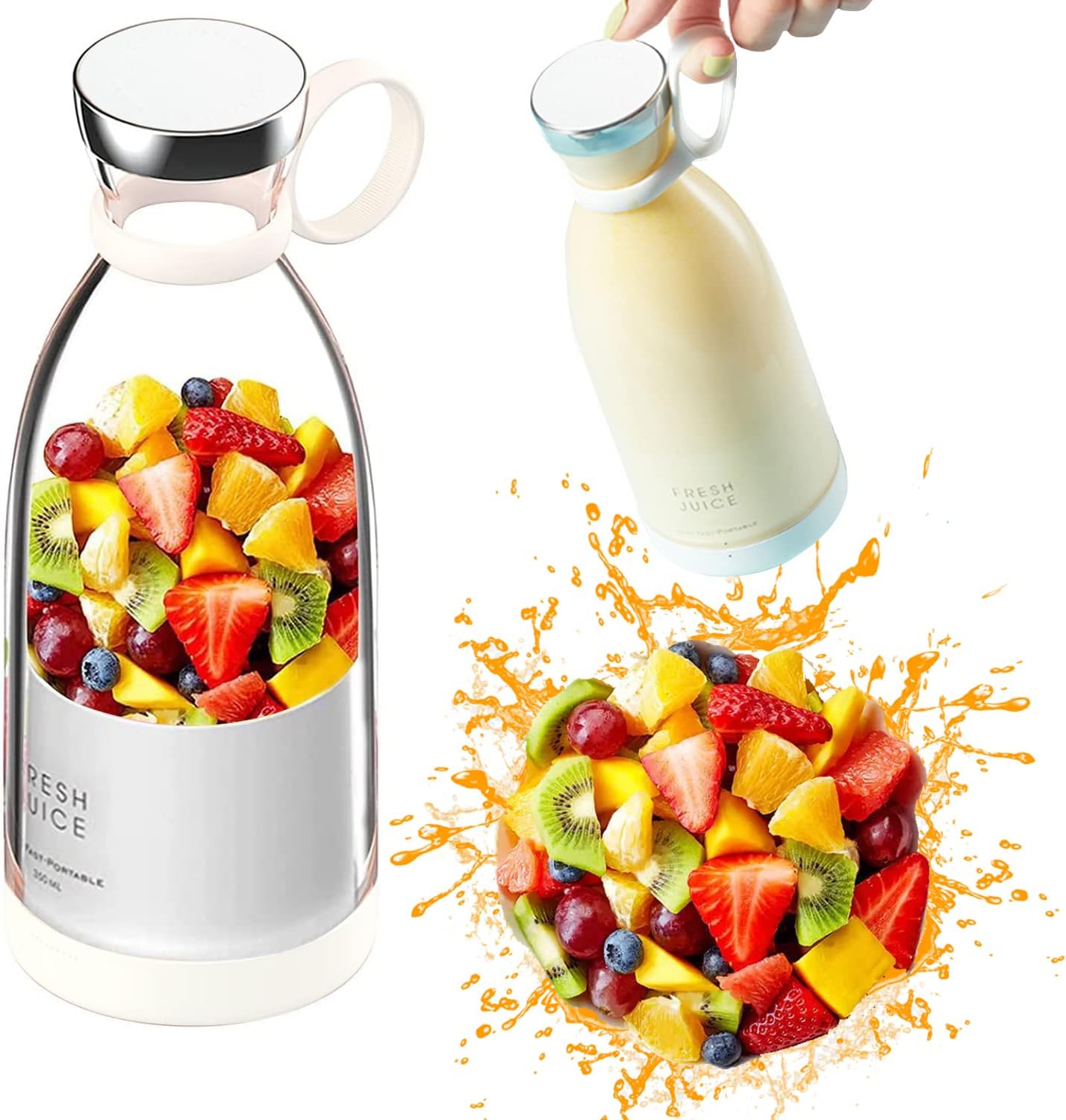 711z3CFCXaL._AC_SL1500_.jpg ROCAT Portable Mini Fast Blender, 350ml Fruit Mixer, Kitchen Juicer Cup, Mini Blender, Handheld Travel Blender, with USB Rechargeable, for Shakes, Smoothies, Juice (White)