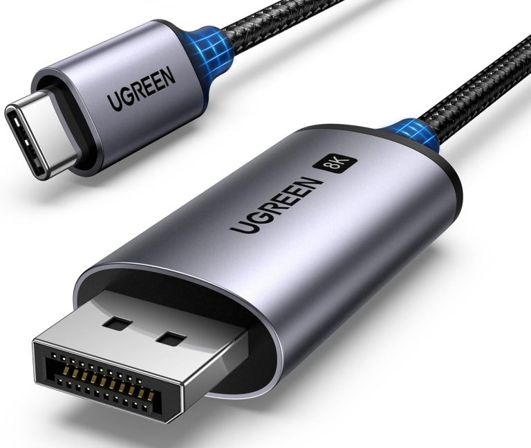 كابل USB C إلى منفذ عرض 1.4 8K@60Hz 4K@240Hz ثاندربولت 4/3 إلى منفذ عرض USB C إلى DP 1.4 32.4 Gbps من الومنيوم مضفر متوافق مع ماك بوك برو/اير، اي باد، ماك ميني، جالكسي، اكس بي اس 15، من يوجرين 2 متر