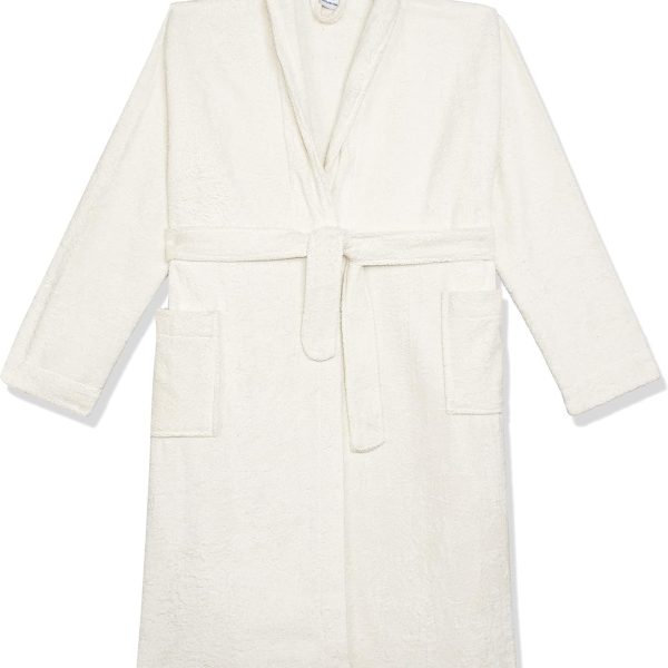 روب حمام من 100% قطن مصري سريع الجفاف ومريح للاستخدام في المنتجعات الصحية والمنزل من جاكاردينا، أوف وايت (أبيض دون)