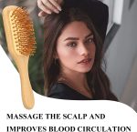 ⁦فرشاة شعر كرافت صديقة للبيئة من خشب الخيزران الطبيعي لفك تشابك الشعر وتدليك فروة الرأس للشعر الطويل المجعد والقصير الكثيف والرقيق للنساء والاطفال والرجال من مايسترو⁩ - الصورة ⁦2⁩