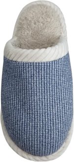 ⁦شبشب منزلي من ميموري فوم للرجال، مبطن بالفرو الدافئ، ازرق، مقاس 46/47 - لكلوك رجالي شتوي فرو دافئ⁩ - الصورة ⁦5⁩