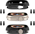 ⁦جراب حماية مضاد للصدمات ومقاوم للخدش يوفر الحماية لجميع انحاء الساعة مصنوع من السيليكون وبولي يوريثين مقاوم للحرارة متوافق مع ابل ووتش الترا 49 ملم، لون اسود⁩ - الصورة ⁦5⁩