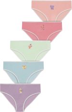 مجموعة ملابس داخلية للبنات من شارمين، قطن، (عبوة 5 قطع)