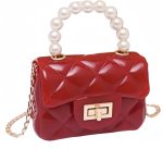 شنطة يد صغيرة من جينيرال اكسيسوريز انك، شنطة يد للاطفال بمقبض لؤلؤي، شنطة كروس للبنات الصغيرات، شنطة كتف هدايا للاطفال الصغار (F-0018 احمر)