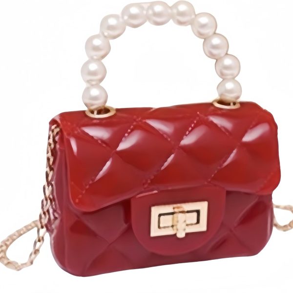 شنطة يد صغيرة من جينيرال اكسيسوريز انك، شنطة يد للاطفال بمقبض لؤلؤي، شنطة كروس للبنات الصغيرات، شنطة كتف هدايا للاطفال الصغار (F-0018 احمر)