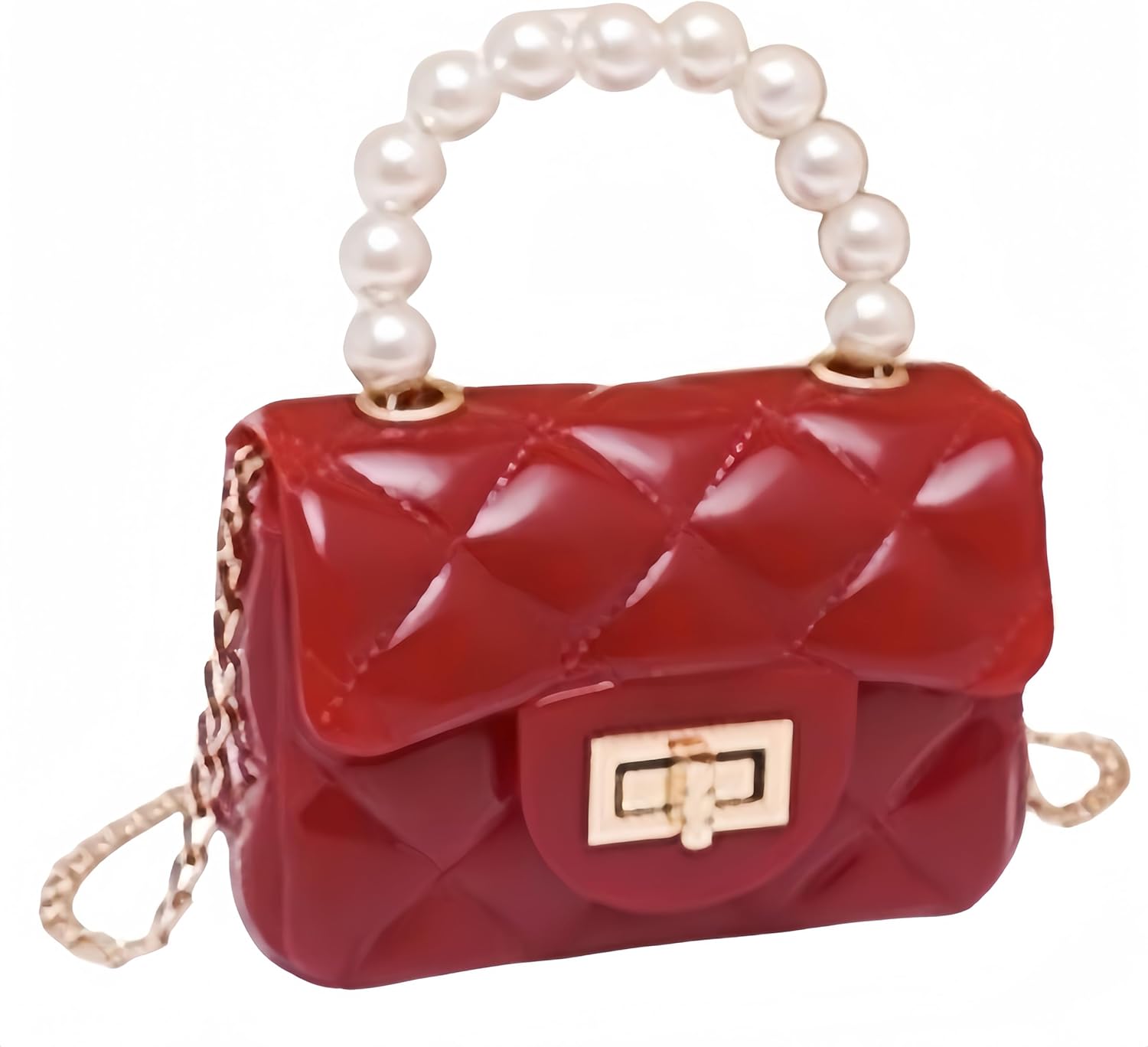 717HJlHuwL._AC_SL1500_.jpg شنطة يد صغيرة من جينيرال اكسيسوريز انك، شنطة يد للاطفال بمقبض لؤلؤي، شنطة كروس للبنات الصغيرات، شنطة كتف هدايا للاطفال الصغار (F-0018 احمر)