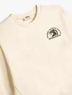 ⁦سويت شيرت بأكمام طويلة ورقبة دائرية ضيقة بتفاصيل مطبوعة وطبقة داخلية ناعمة للأولاد من كوتون⁩ - الصورة ⁦2⁩