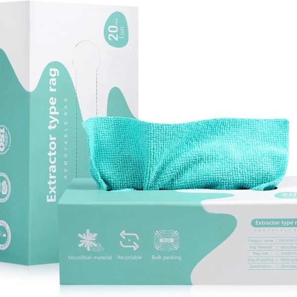 قطع قماش للتنظيف من المايكروفايبر من لويروي في صندوق (20 قطعة) - 7.9 انش × 7.9 انش قابلة لاعادة الاستخدام للسيارات - مناشف تيري بدون حواف صغيرة للمنزل والمطبخ (متعدد الالوان)