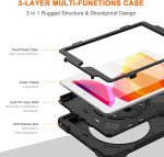 ⁦جراب حماية لجهاز اي باد الجيل التاسع/الثامن/السابع مع شاشة حماية، يأتي بتصميم مضاد للصدمات والسقوط مع [حامل قلم] [حامل دوار 360] [حزام كتف]، جراب حماية مصنوع من المطاط من جيروتيك، أسود⁩ - الصورة ⁦5⁩