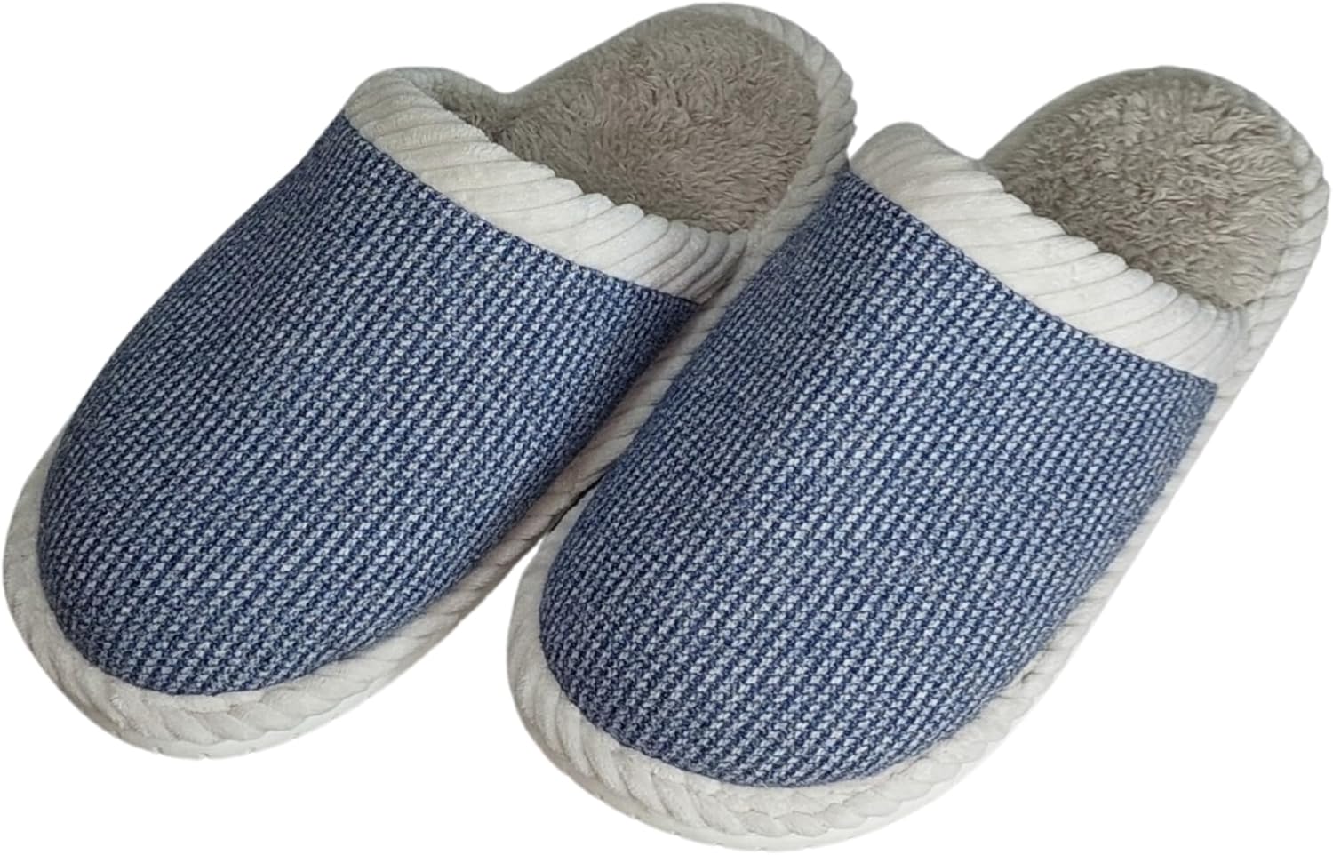 71CzE6bctoL._AC_SL1500_.jpg شبشب منزلي من ميموري فوم للرجال، مبطن بالفرو الدافئ، ازرق، مقاس 46/47 - لكلوك رجالي شتوي فرو دافئ