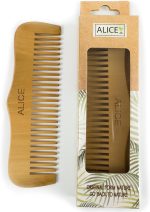 مشط شعر مصنوع من الخشب الطبيعي مضاد للتجعد ولطيف على فروة الرأس بتصميم صديق للبيئة للاستخدام اليومي من اليس